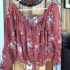 off the shoulder floral crop top